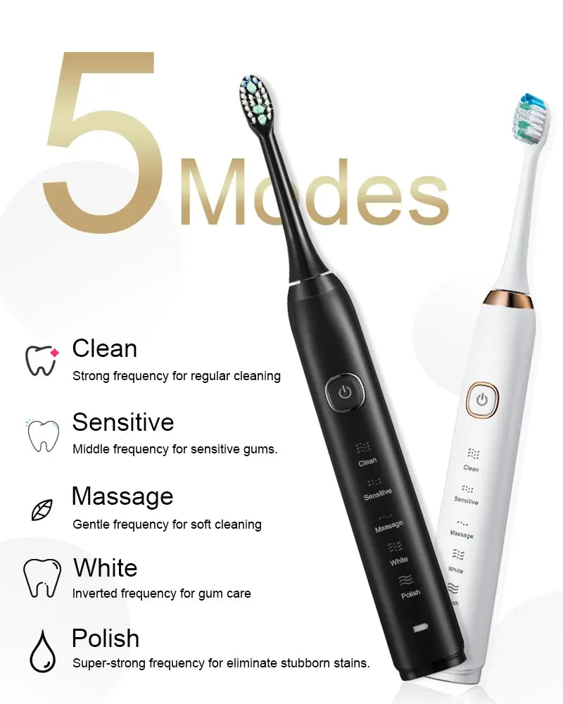 Electric Toothbrush – Rechargeable, 8 Heads, Whitening
