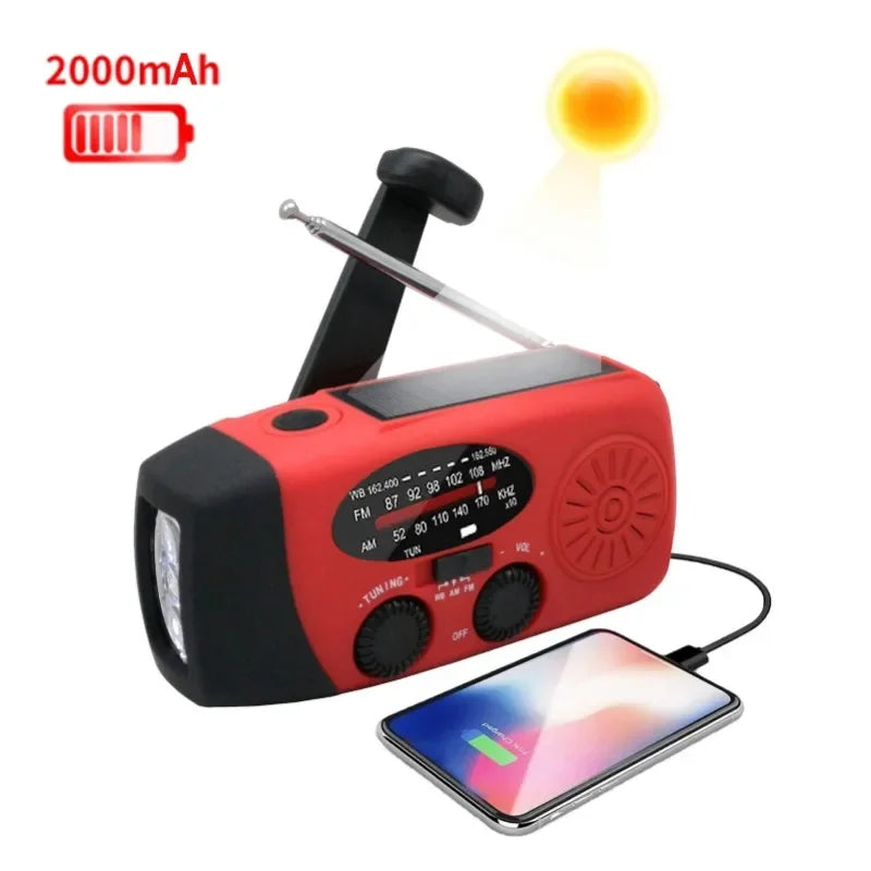 Emergency Hand Crank Radio – Solar, NOAA, Power Bank, FM/AM/WB