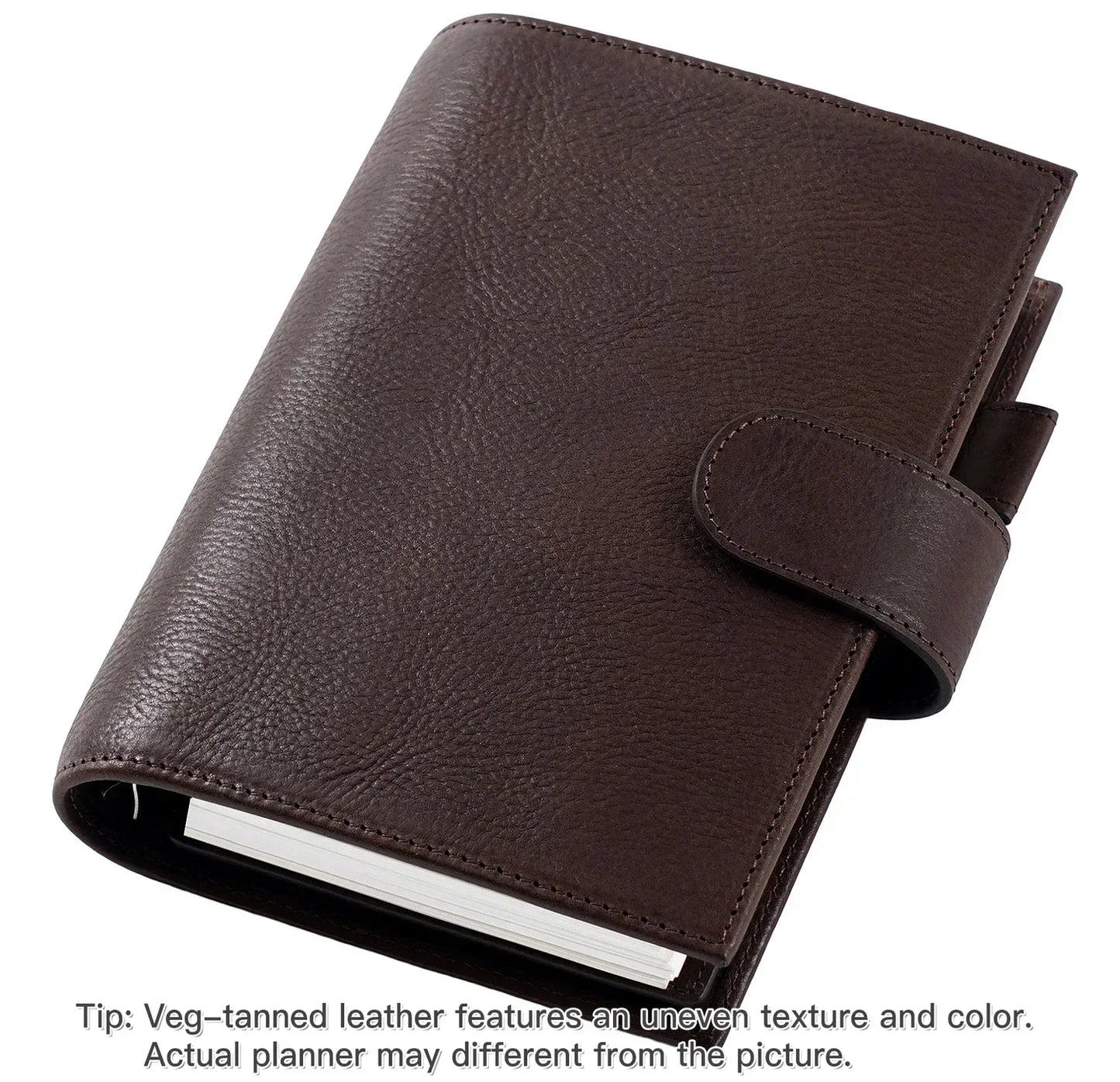 Full Grain Leather Planner with Rings – Personal Size Organizer