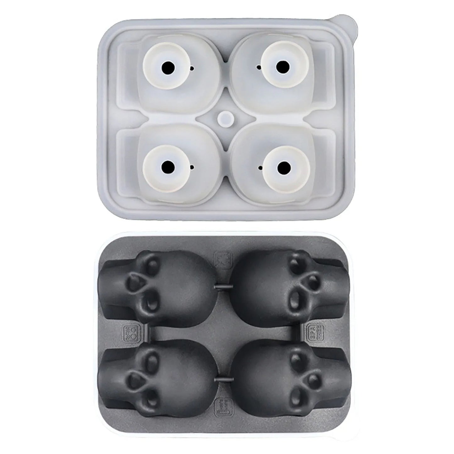 3D Skull Ice Cube Mold Tray with Lid – Silicone Whiskey Molder