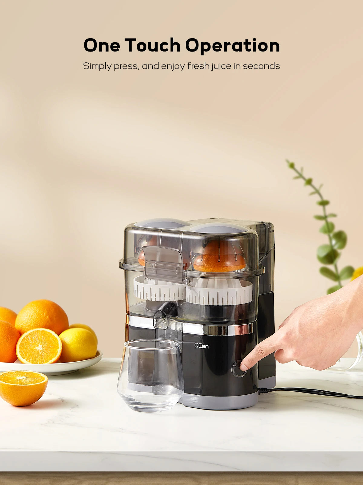 Electric Citrus Juicer – 2-in-1 Orange & Lemon Squeezer with Slicer