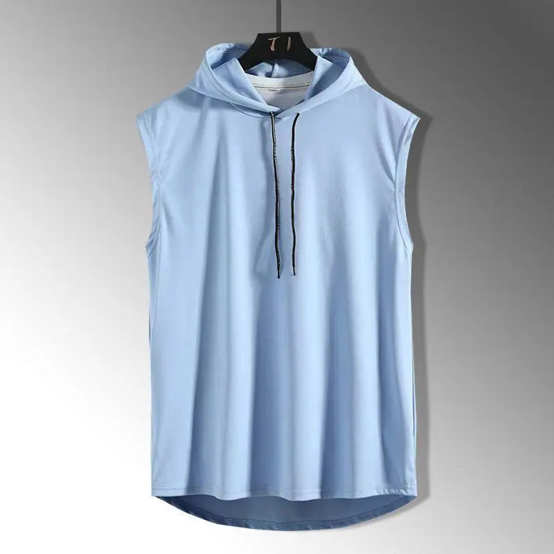 Men’s Solid Color Hooded Tank Top