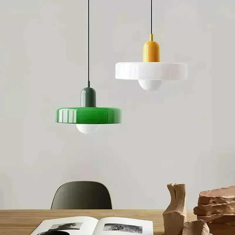 Nordic Retro Glass Pendant Lamp – E27 LED Indoor Chandelier