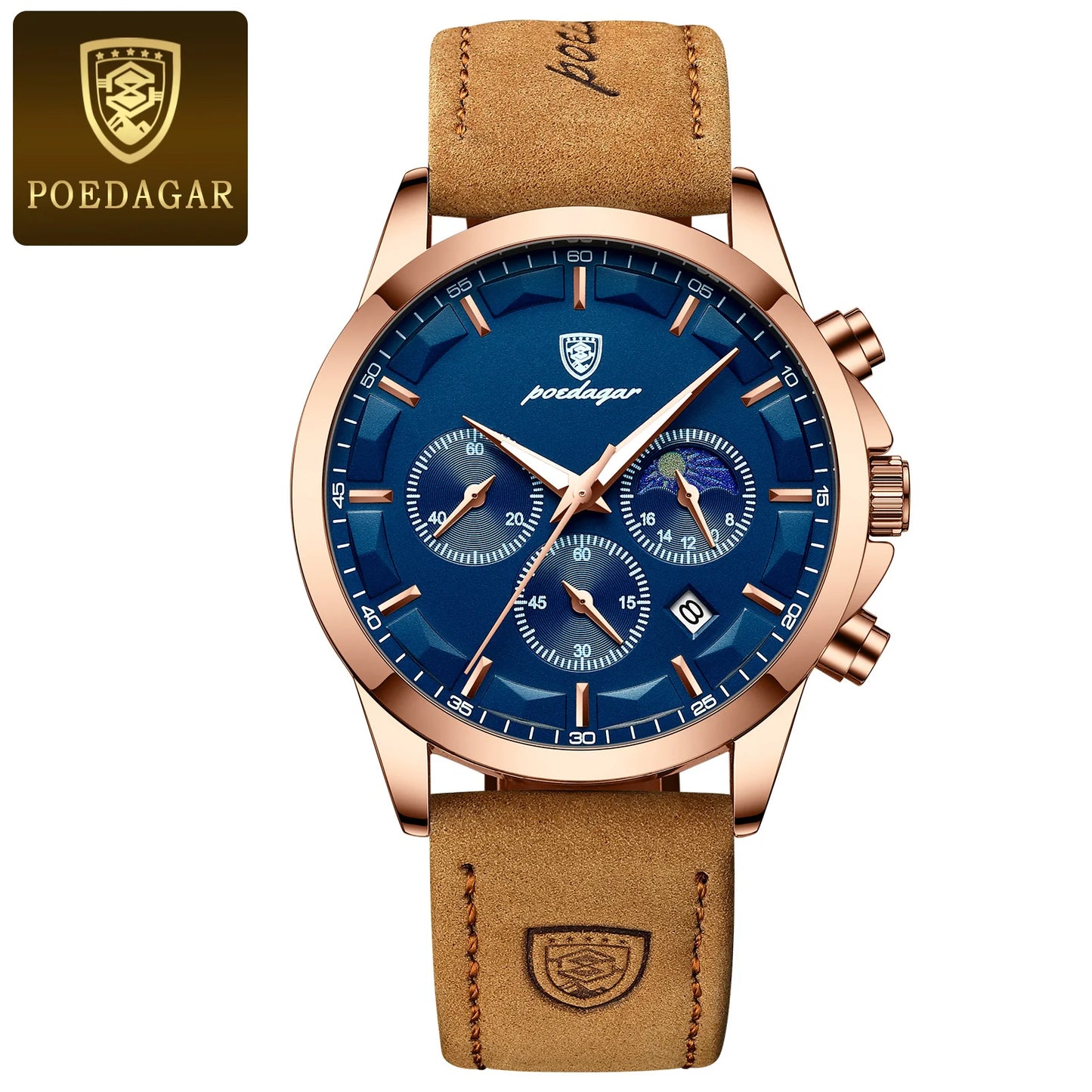 POEDAGAR Men's Luxury Quartz Chronograph Waterproof Watch