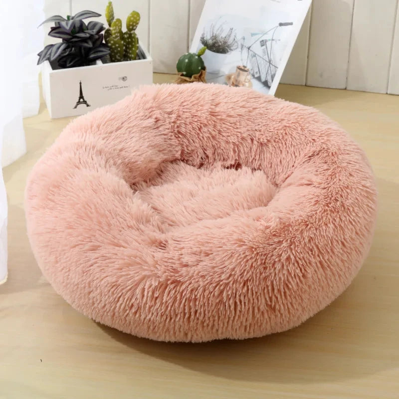 Round Plush Pet Bed – Soft Sleeping Cushion for Cats & Dogs
