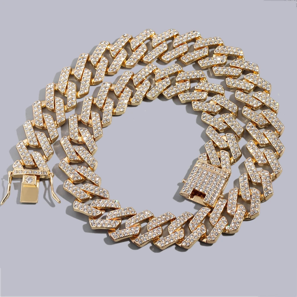 Hip Hop Iced Out Cuban Link Chain Necklace – Gold & Silver Men’s Gift