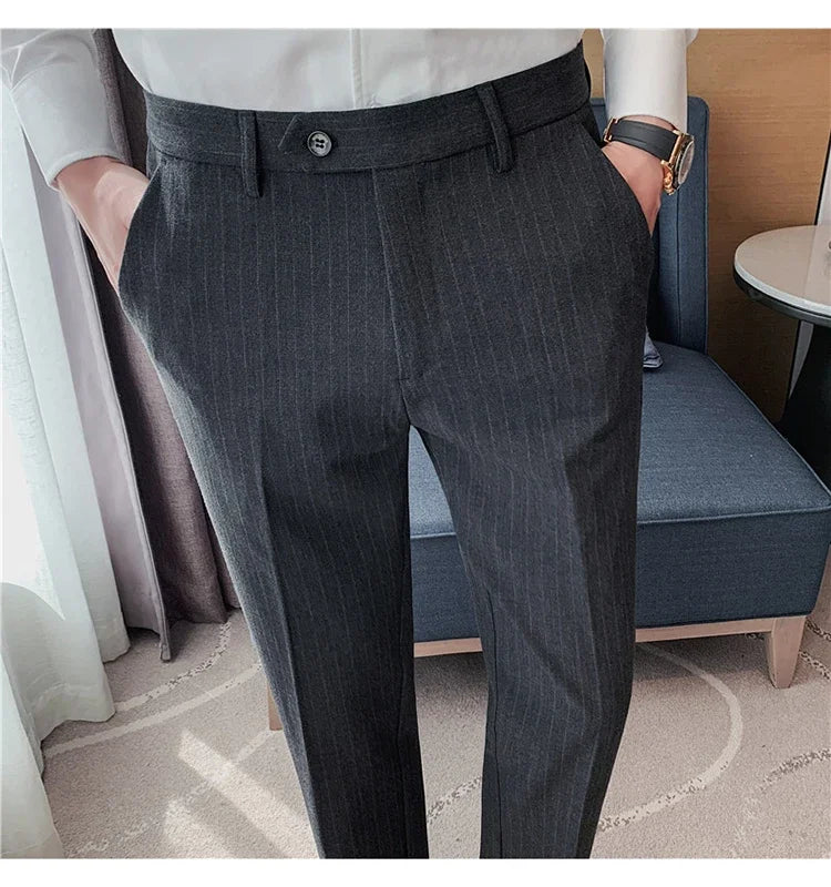 Cartmela Men’s Black Striped Suit Pants