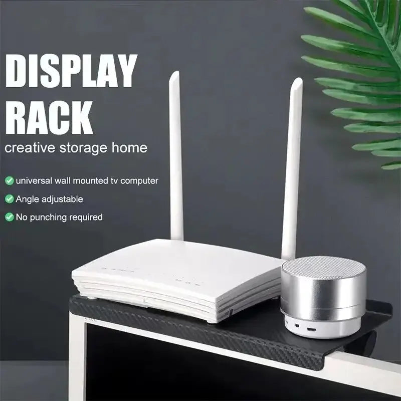 No-Drill Screen Storage Rack – Shelf for TV, Monitor, or Router