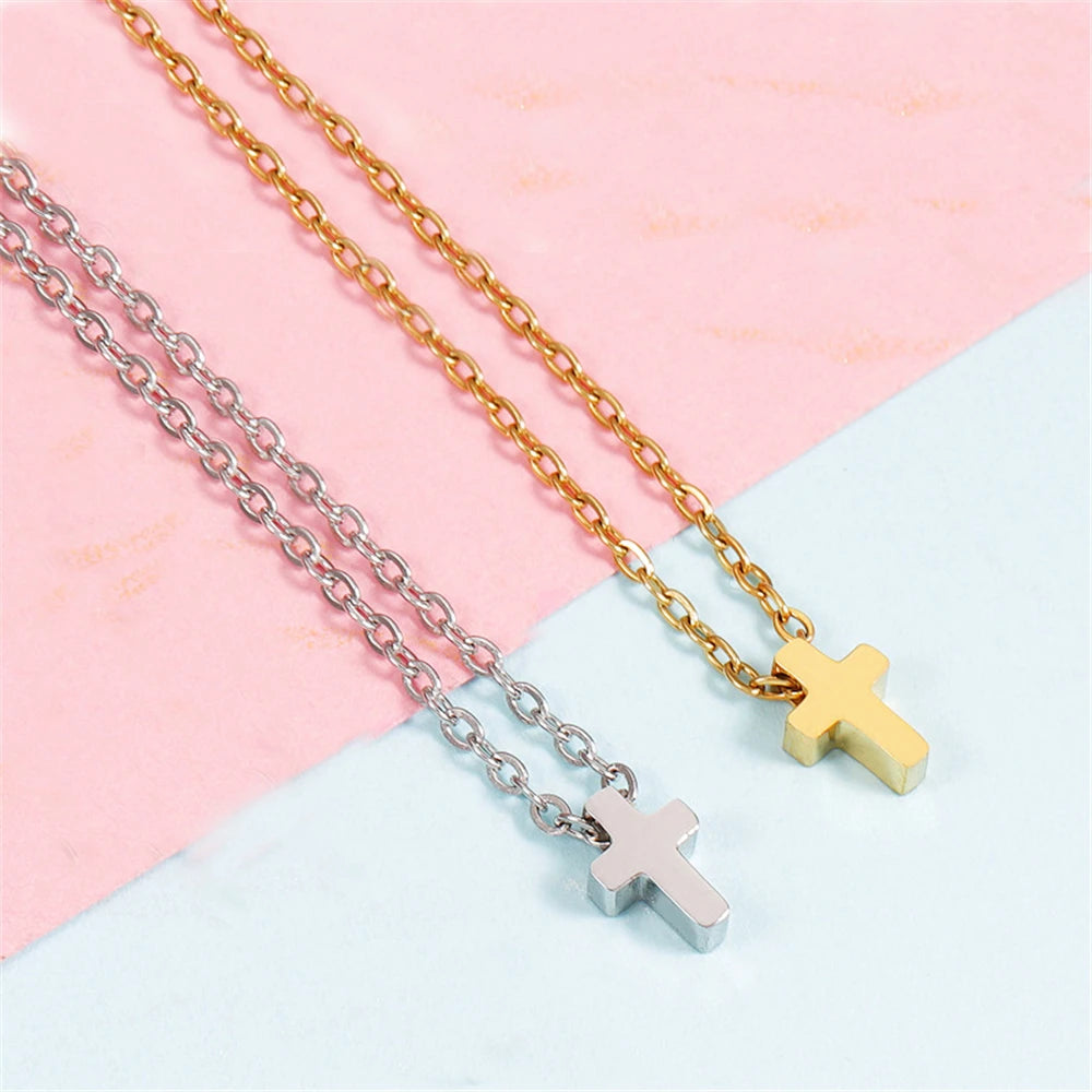 Gold Cross Necklace for Women – Stainless Steel Jesus Pendant