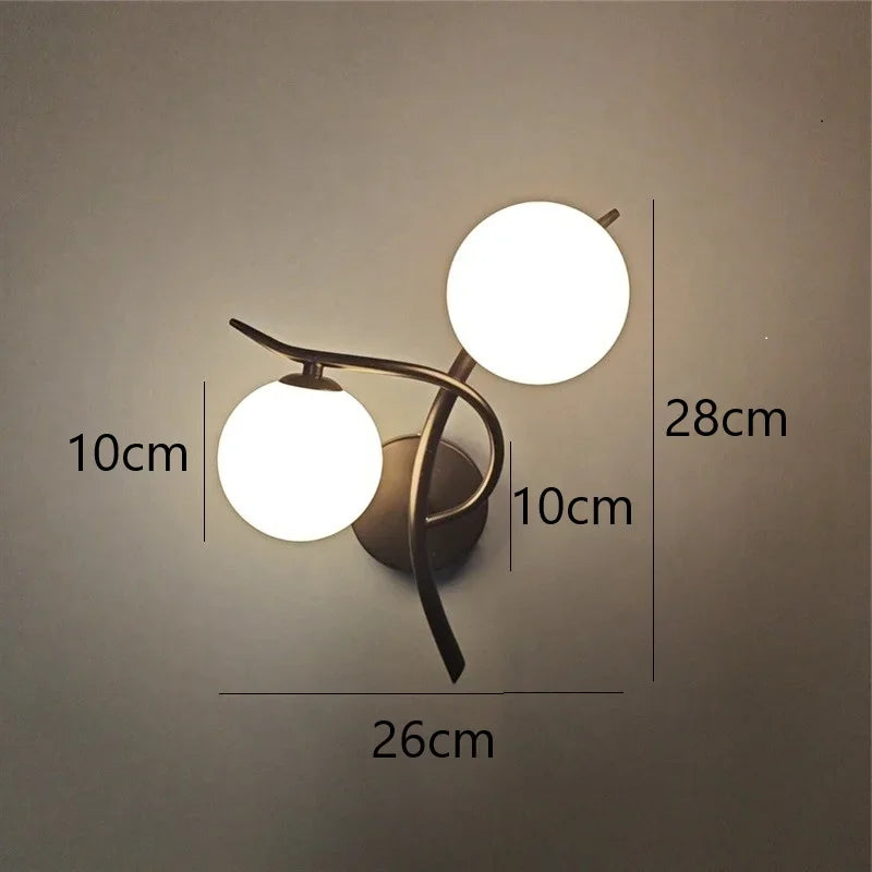 Nordic Modern Glass Ball Wall Lamp – LED Bed & Corridor Light