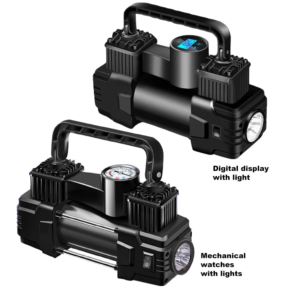 12V 150PSI Dual Cylinder Car Tire Inflator with LED Light