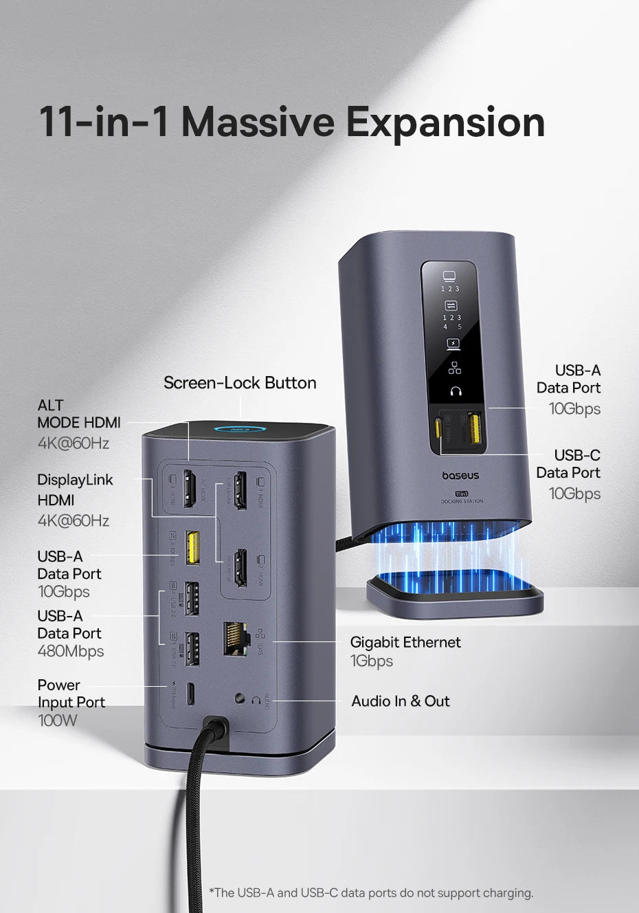 USB-C 11-in-1 Hub – 4K HDMI, DP Triple Display, 100W PD Dock