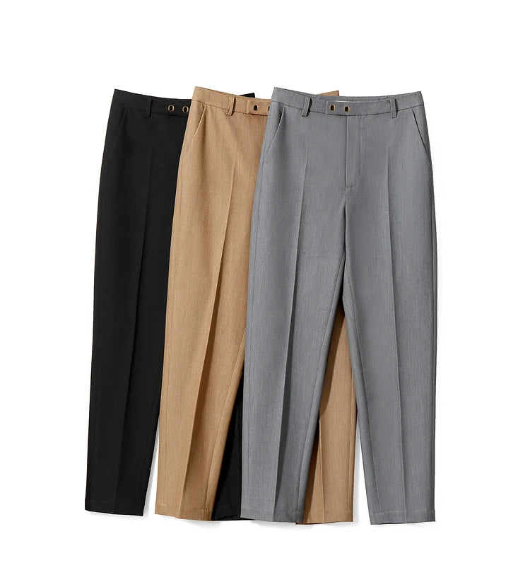 Women’s Straight Casual Pants – Summer Elastic Waist Office Wear