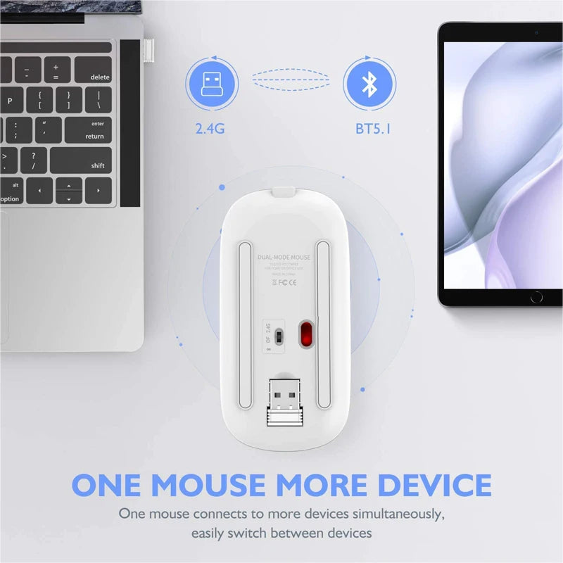 LED Wireless Bluetooth Mouse – USB Rechargeable RGB Silent Mouse