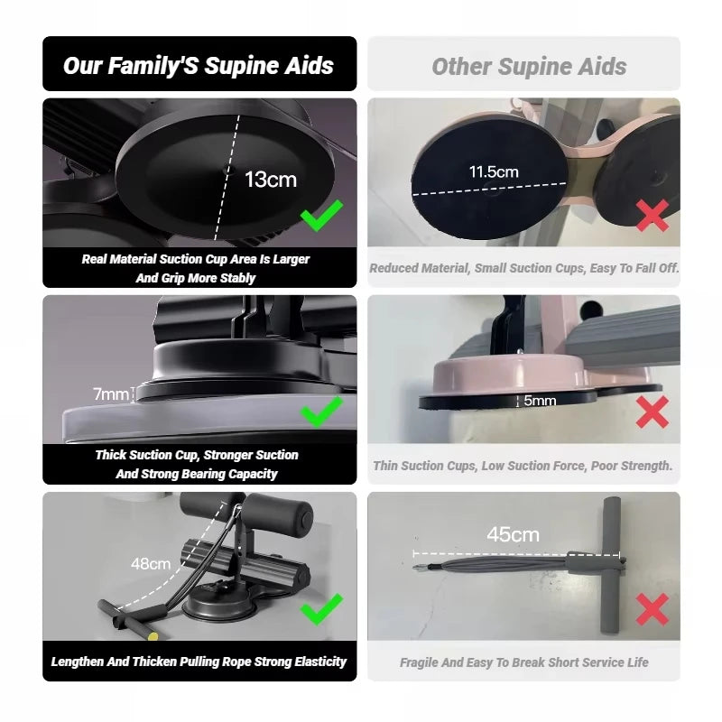Abdominal Sit-Up Equipment with Suction Cups & Ankle Support