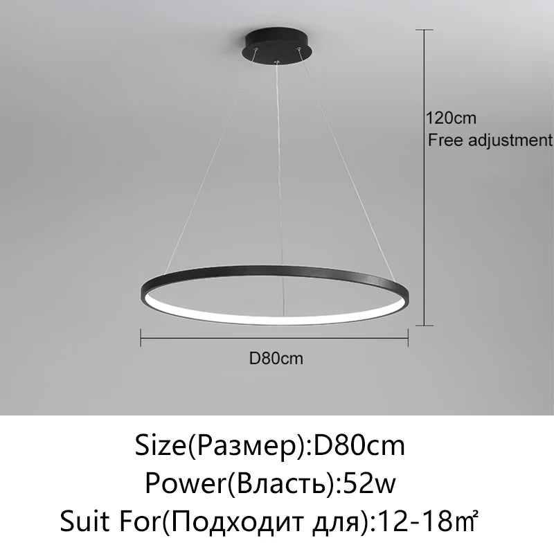 Modern Round LED Pendant Light – Black/White Minimalist Chandelier