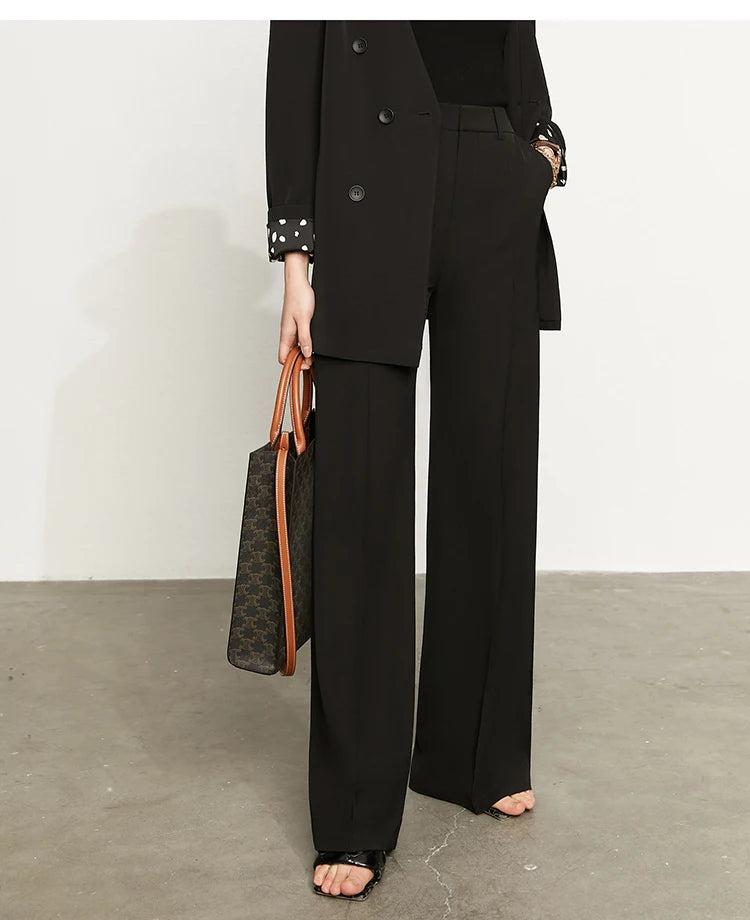 Women’s Wide Leg Chiffon Pants – High Waist Loose Office Trousers