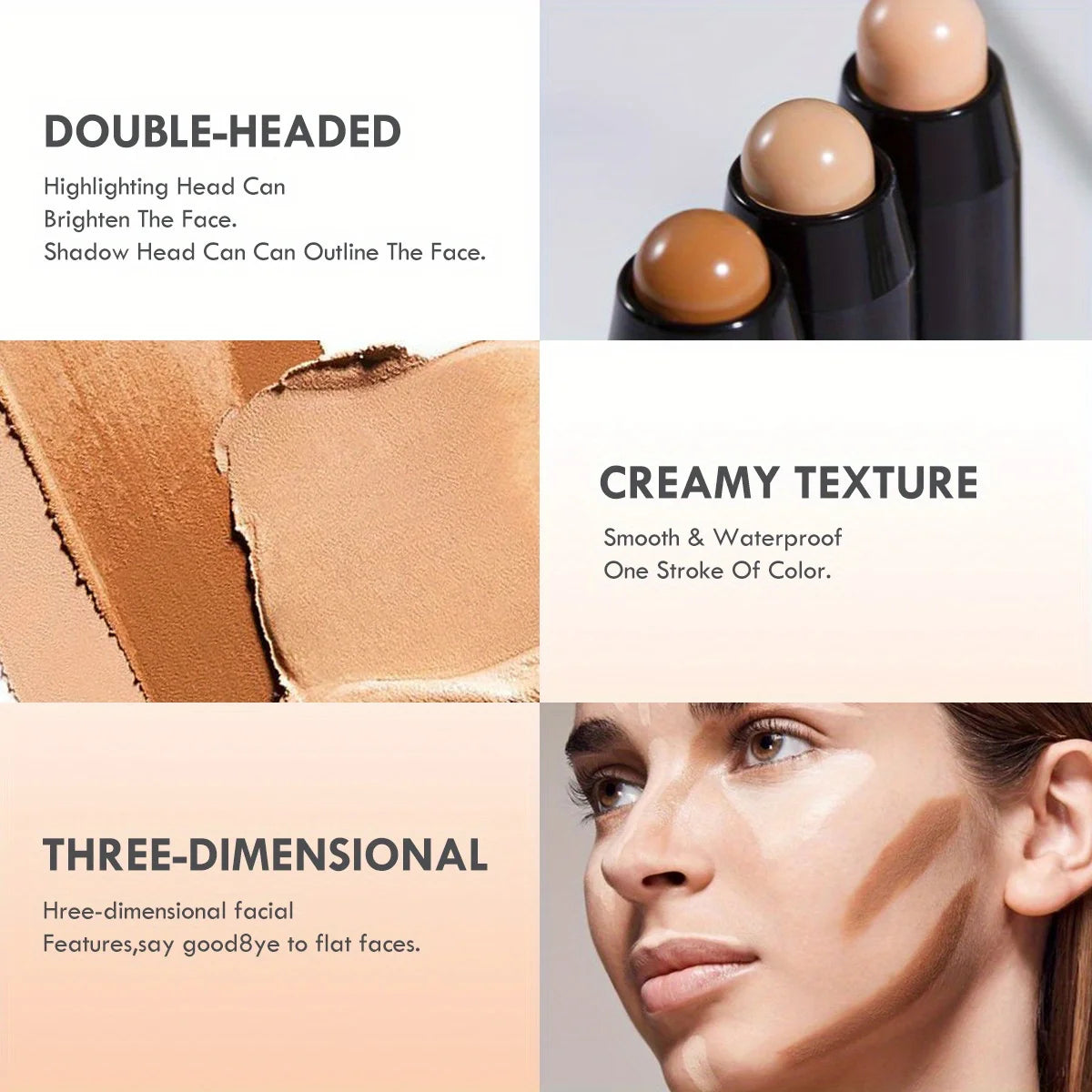 Double-Head Contouring Stick with Concealer & Highlighter Duo