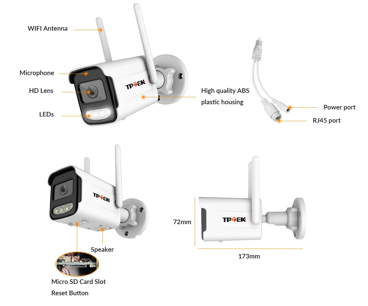 8MP 4K WiFi Wireless Outdoor IP Camera – AI Human Detection CCTV
