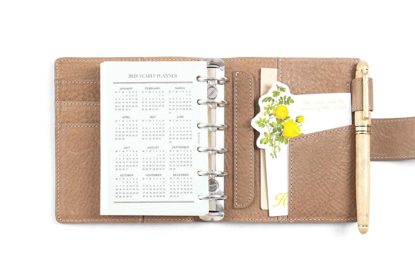 Pocket/A7 Ring Planner – 25mm Vegetable Tanned Leather Organizer