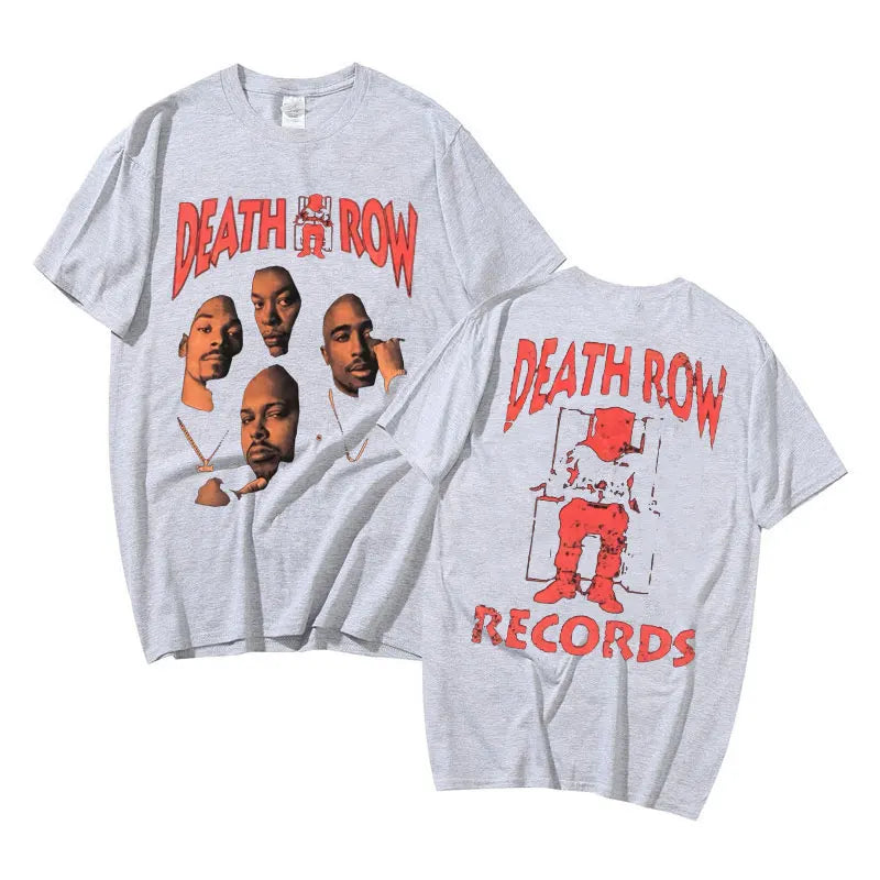 Death Row Records Double Sided Graphic Tshirt Men Women Hip Hop Style T-shirt Man Retro T Shirts Rapper Men's Fashion Streetwear