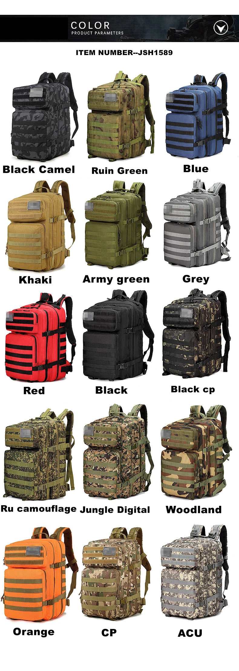 Tactical Backpack – Small Gym, Travel & Hiking Bag with Molle System