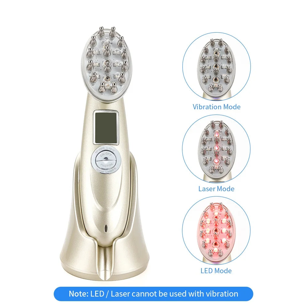 EMS Electric Scalp Massager – LED Hair Growth & Anti-Hair Loss Comb