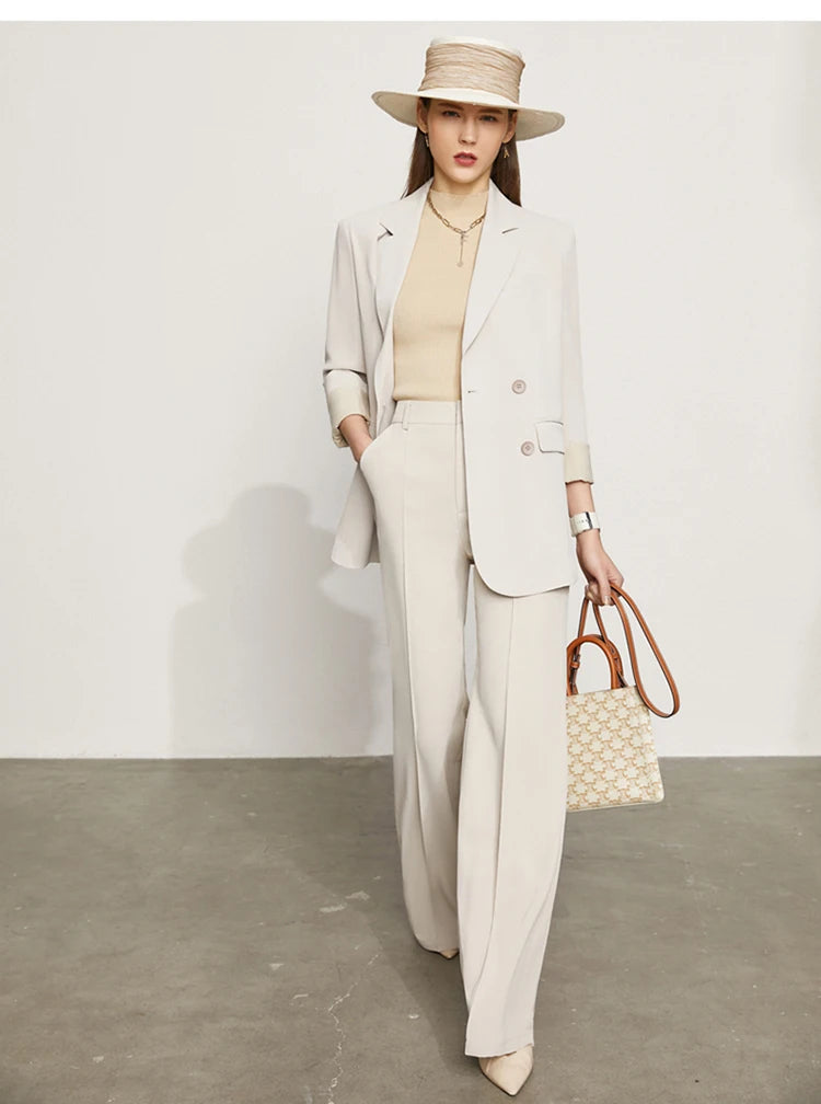 Women’s Wide Leg Chiffon Pants – High Waist Loose Office Trousers