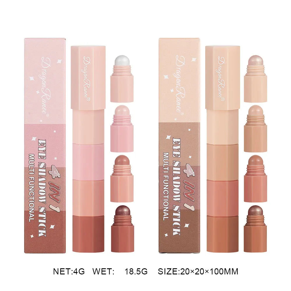 4-Color Lazy Eyeshadow Pencil Set – Waterproof & Shimmer Finish
