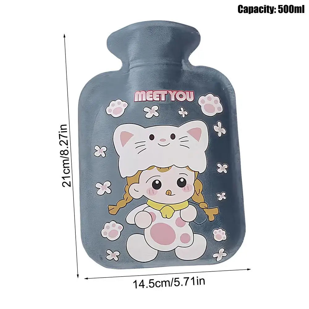 Plush Hot Water Bottle – Soft Portable Bed & Foot Warmer