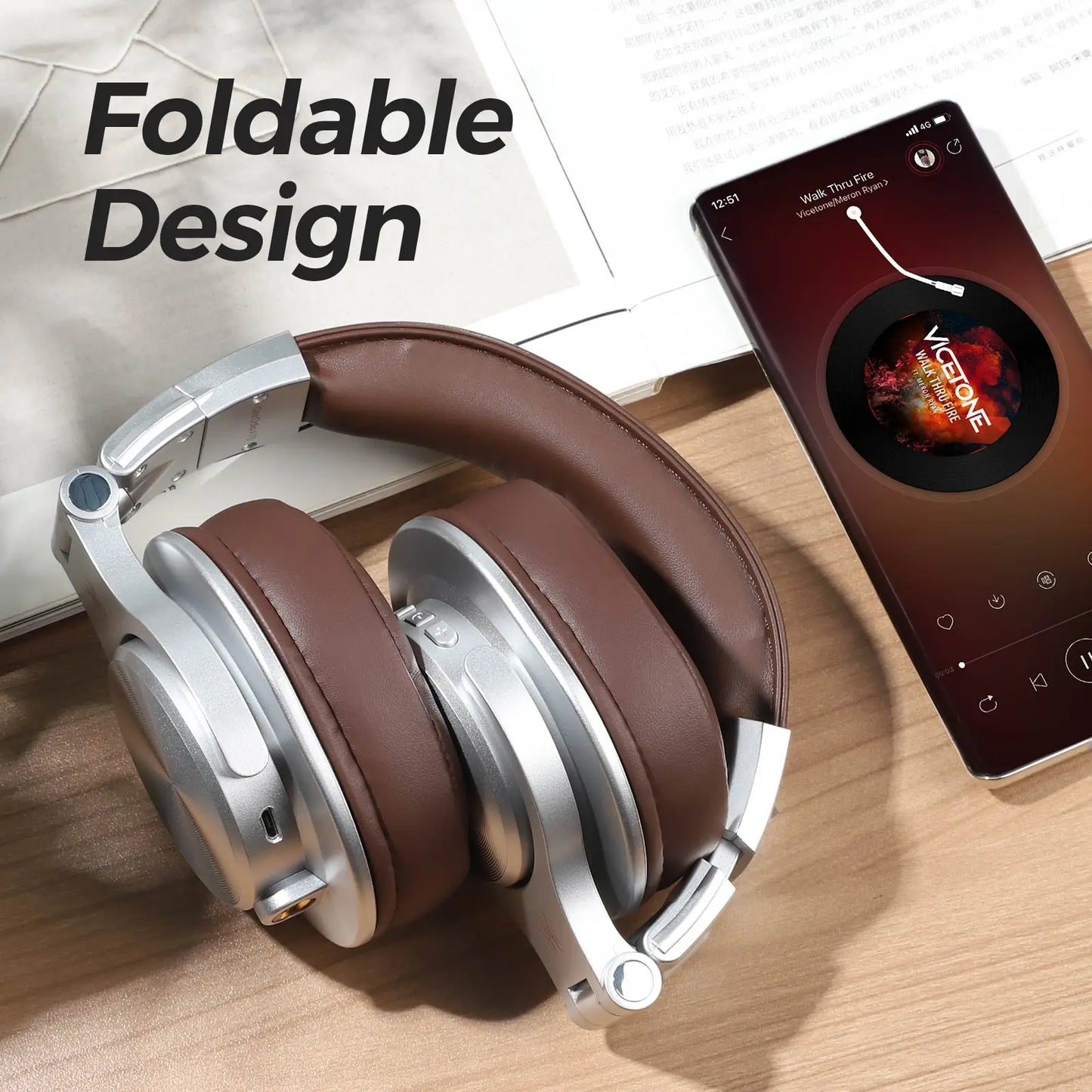 Wired & Wireless Bluetooth 5.2 Over-Ear Headphones with Mic