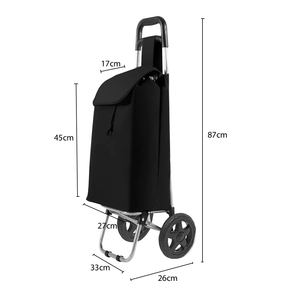 Folding Shopping Cart – Portable Wheeled Trolley with 30kg Load