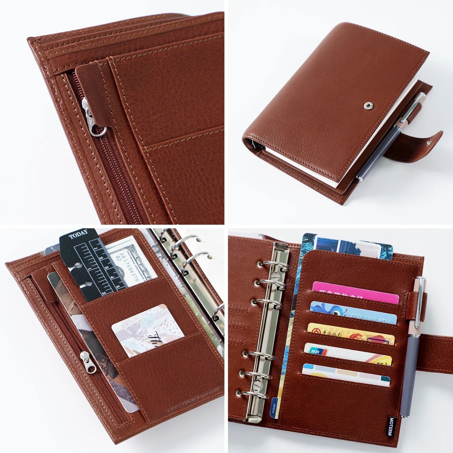 Full Grain Leather Planner with Rings – Personal Size Organizer