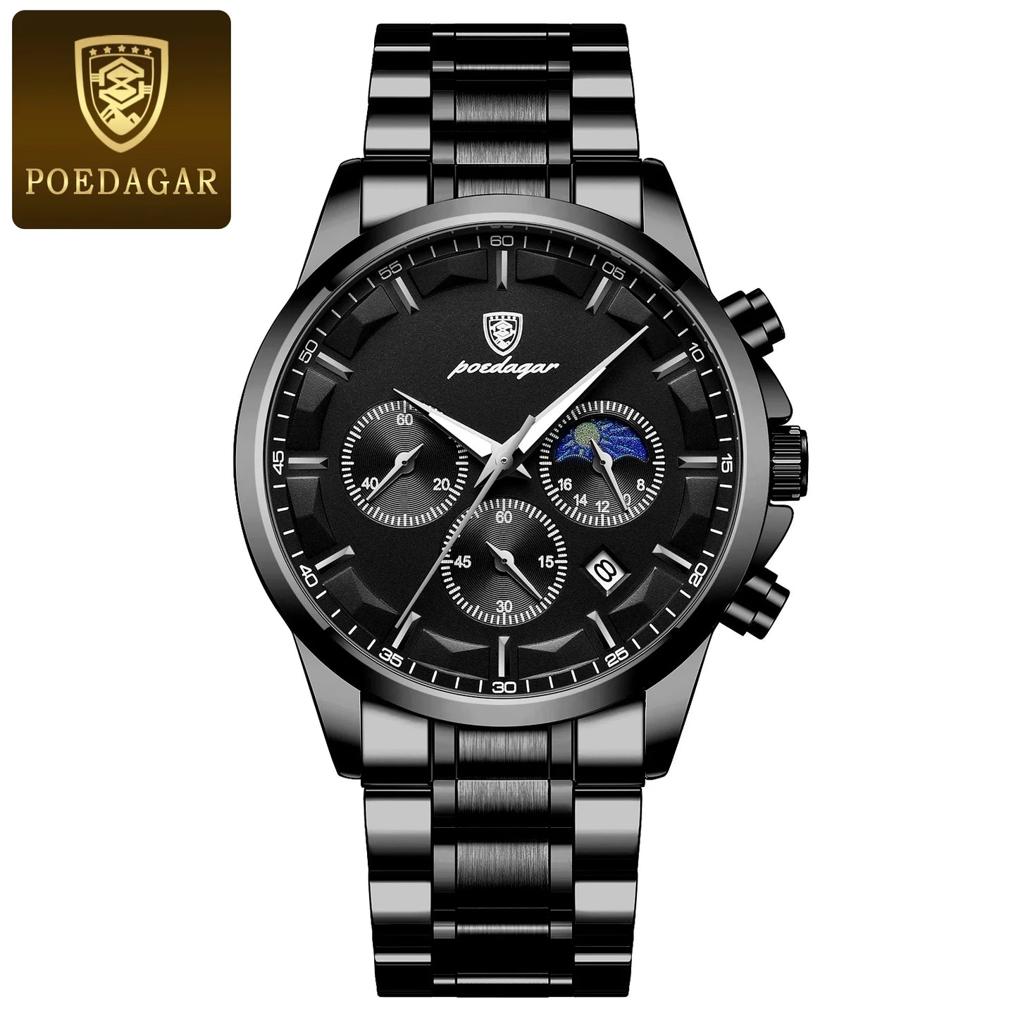 POEDAGAR Men's Luxury Quartz Chronograph Waterproof Watch
