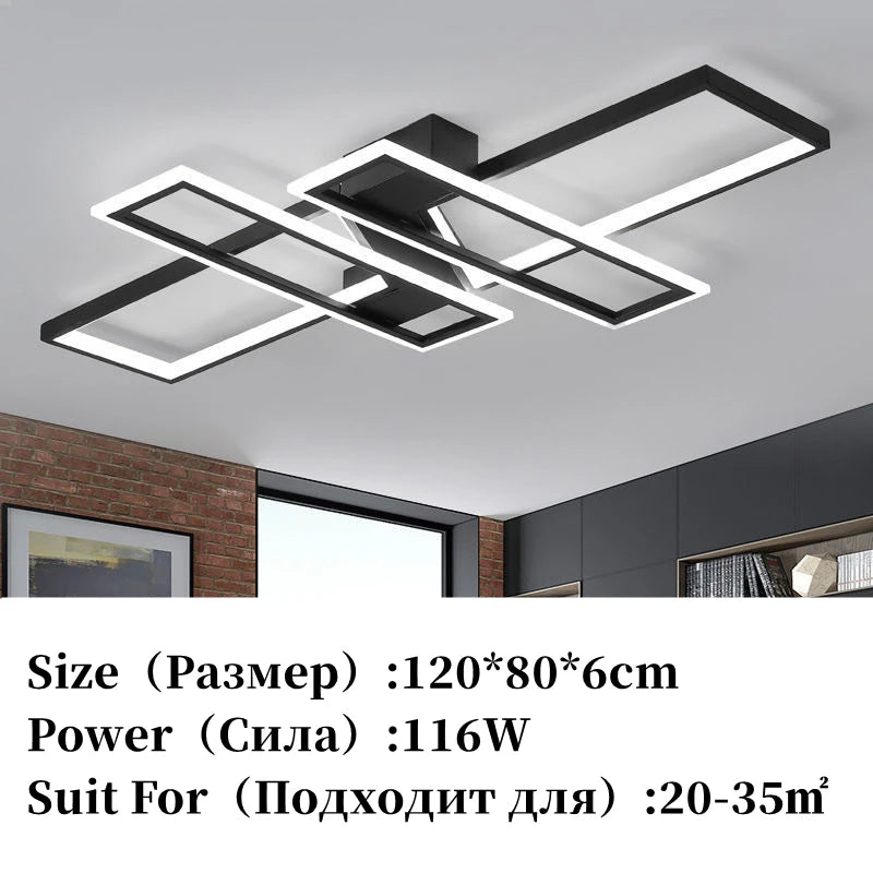 Modern Rectangle LED Ceiling Light – Creative Living Room Fixture