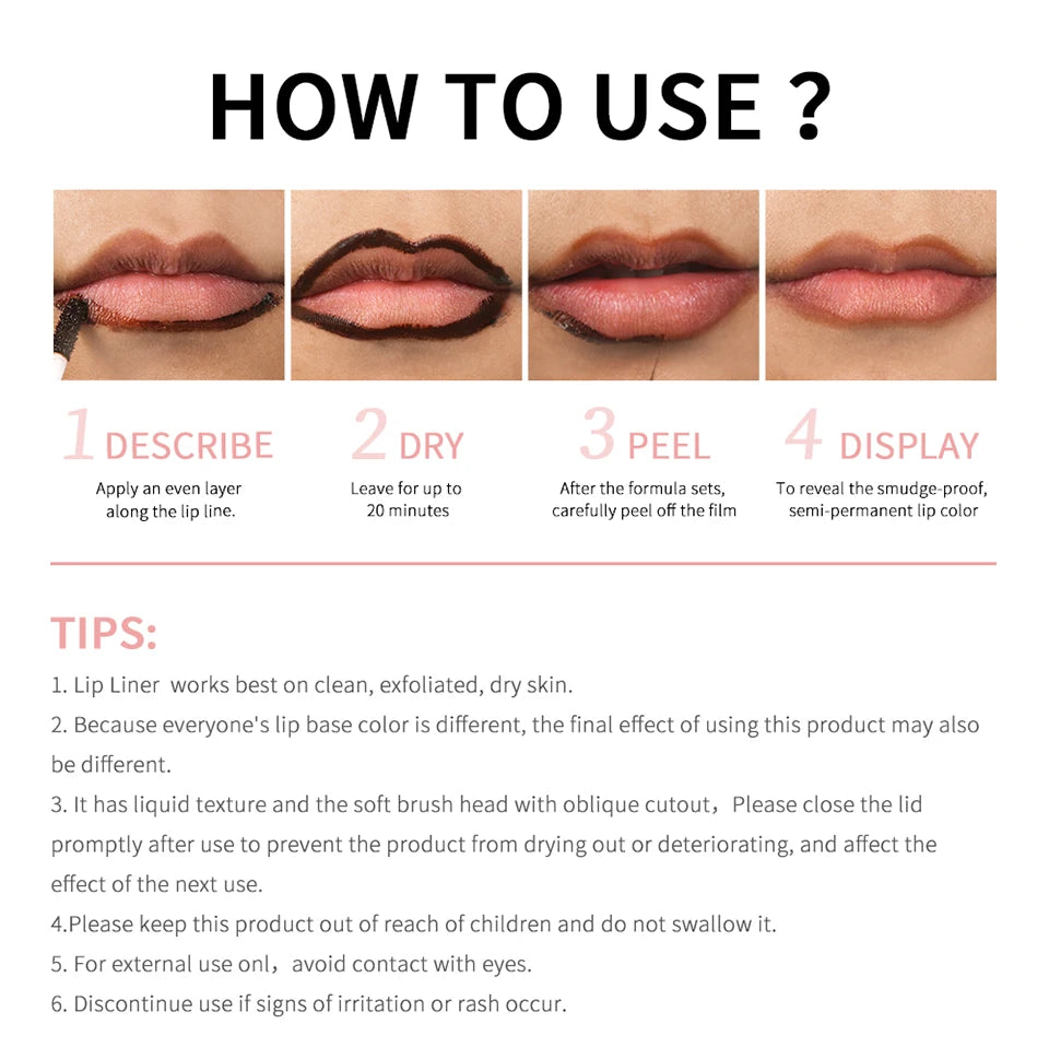 Peel-Off Lip Tint – Waterproof Matte Lip Stain & Contour Liner