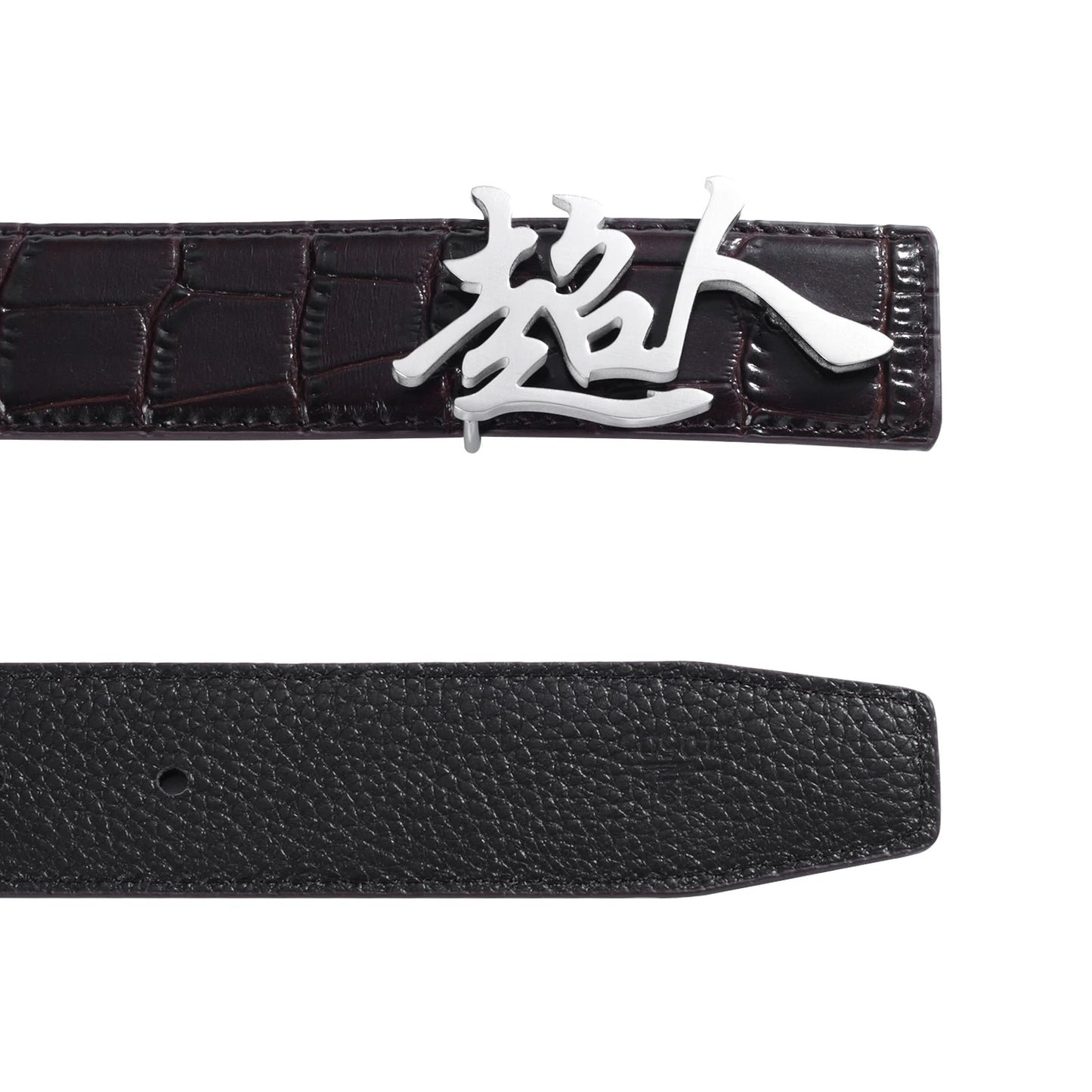 Custom Text Belt Buckle – Crocodile PU Leather Men’s Belt