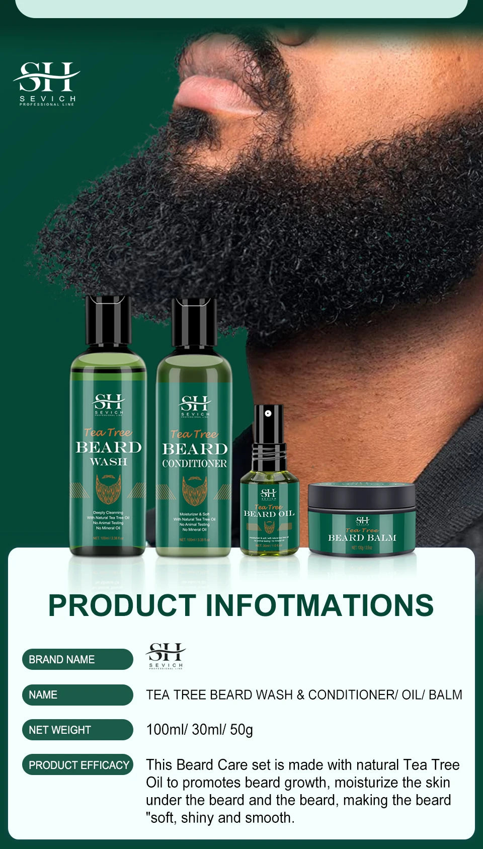 Beard Growth Kit for Men – Oil, Shampoo & Moustache Care Set