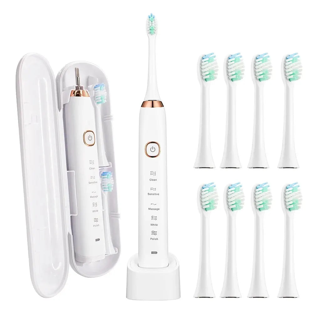 Electric Toothbrush – Rechargeable, 8 Heads, Whitening