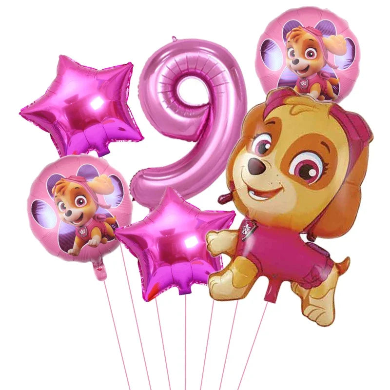 6pcs Paw Patrol Foil Balloons – Kids Birthday Party Decorations