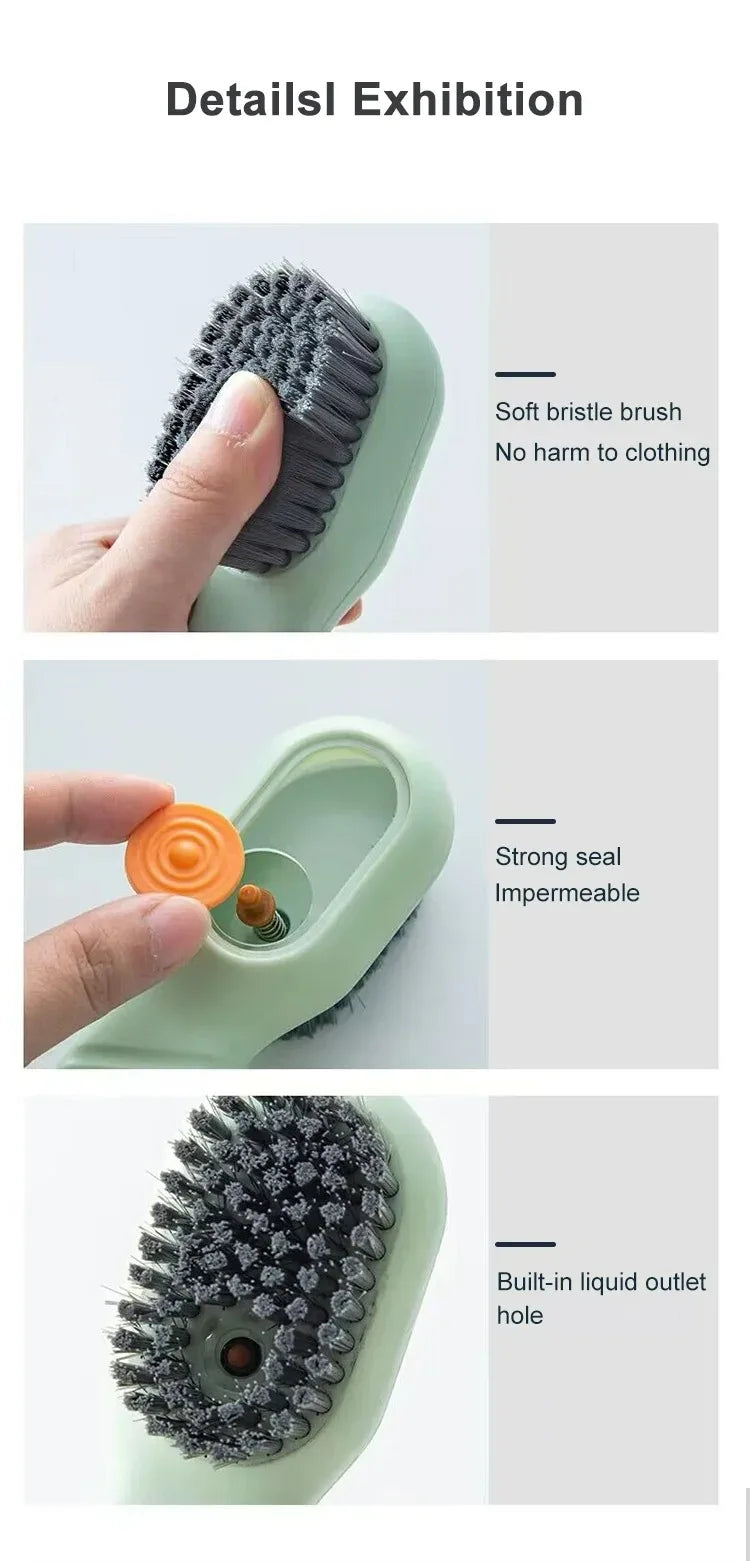 Multifunction Shoe Cleaning Brush with Soap Dispenser & Hook