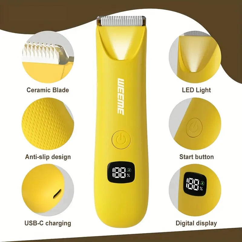 Precision LED Bikini & Body Trimmer – USB Rechargeable, LCD Display