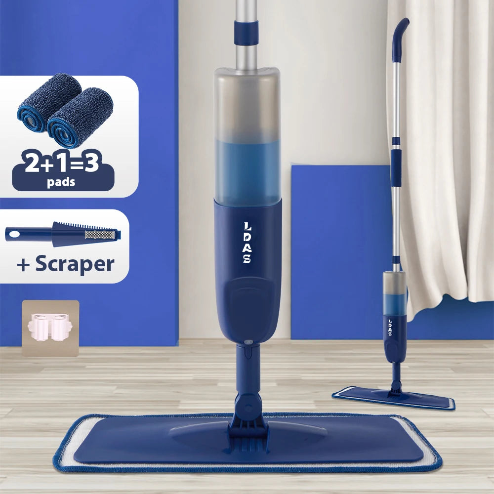 DARIS Spray Mop – 500ml Refillable Bottle, 3 Microfiber Pads