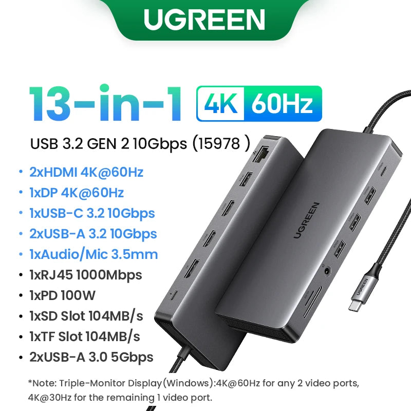 9-in-1 USB-C Hub – 4K@60Hz HDMI, 10Gbps USB, RJ45, PD 100W