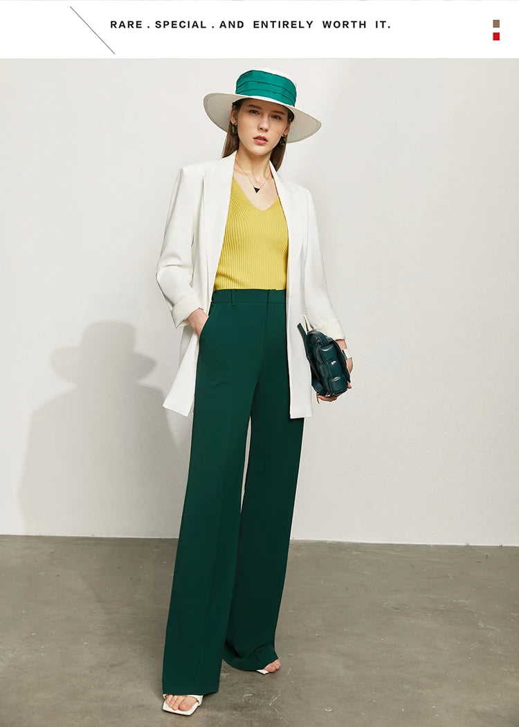 Women’s Wide Leg Chiffon Pants – High Waist Loose Office Trousers