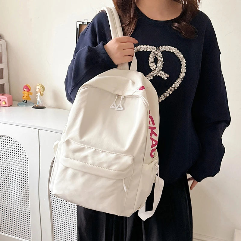 Women’s Waterproof Nylon Backpack – Simple School & Travel Bag
