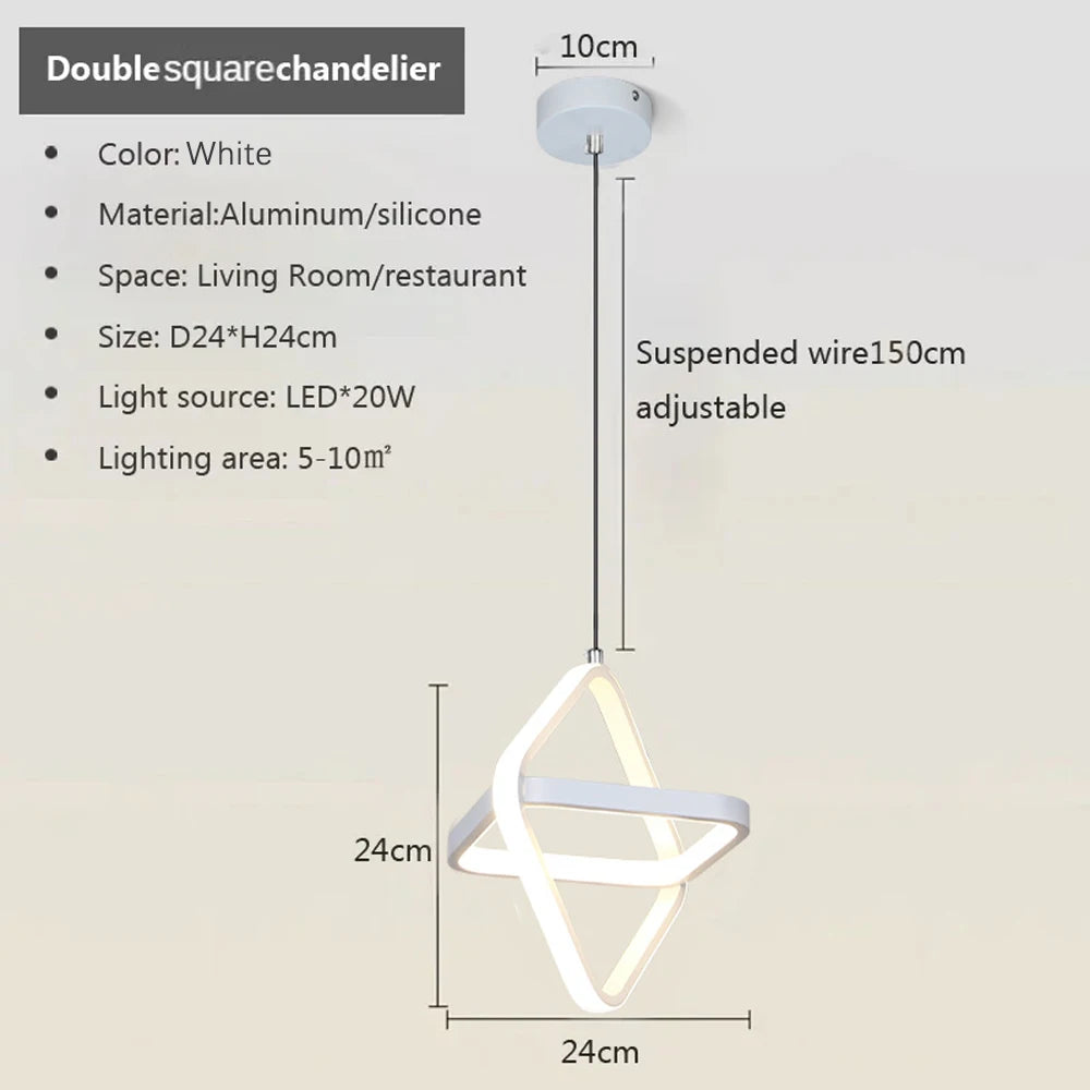 Modern Black LED Pendant Light – Dining & Bedroom Chandelier Lamp