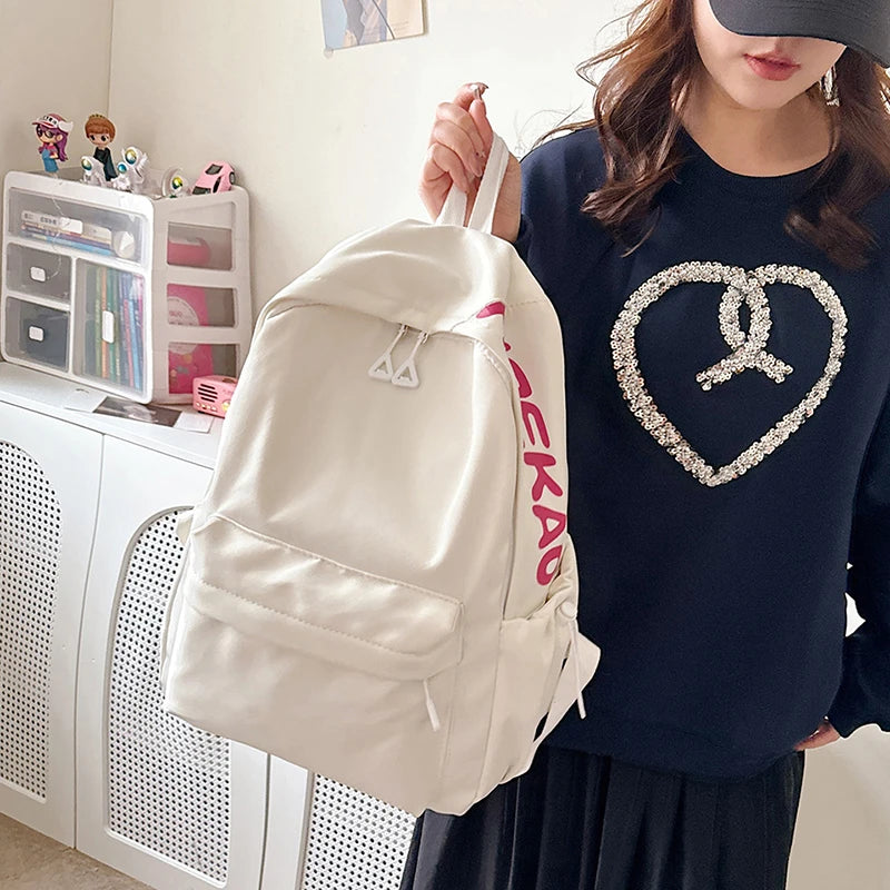 Women’s Waterproof Nylon Backpack – Simple School & Travel Bag