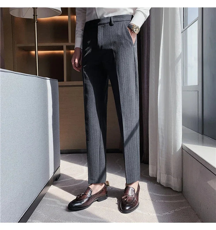 Cartmela Men’s Black Striped Suit Pants