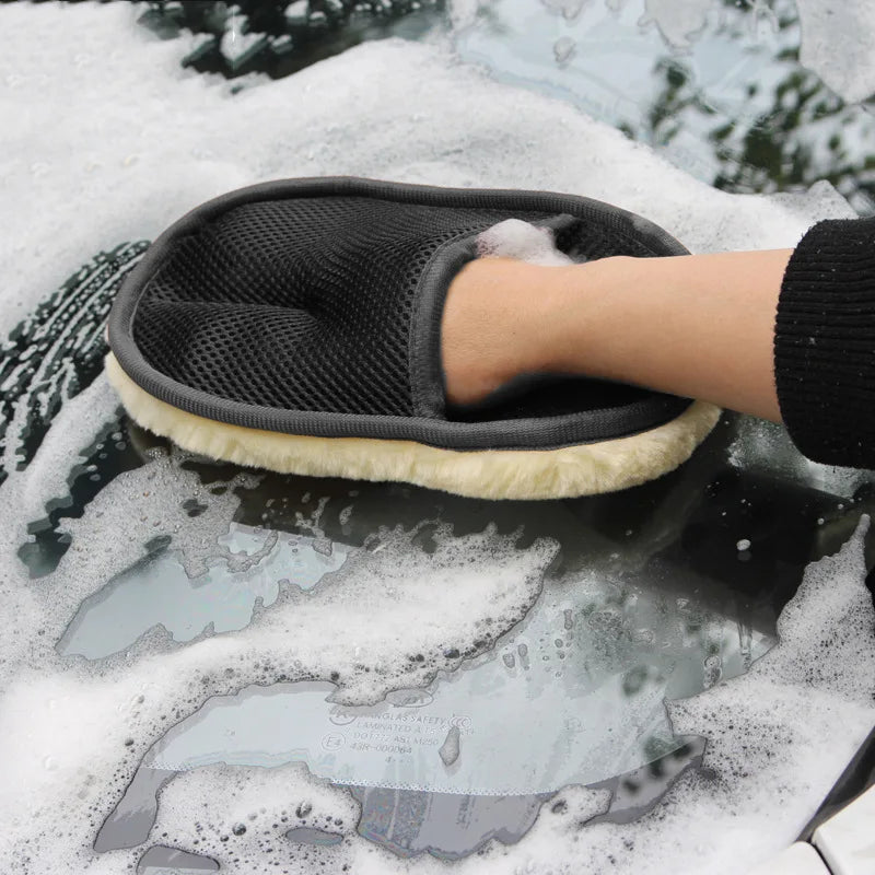 Microfiber Wool Soft Auto Car Washing Glove - Motorcycle & Car Cleaning Tool